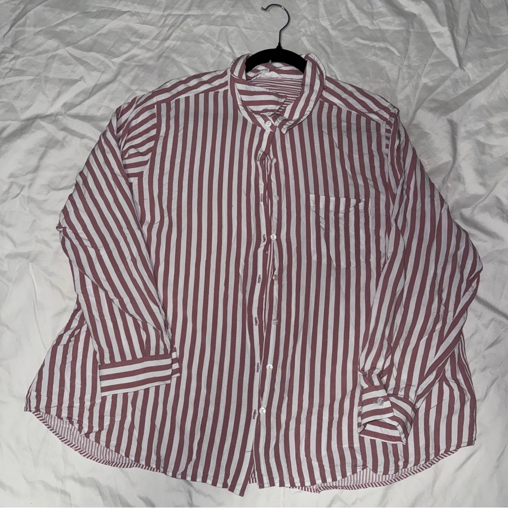 Striped Women’s Shirt - Pink and White
